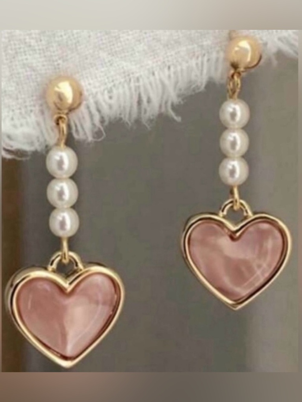 Pink Heart Drop Earrings